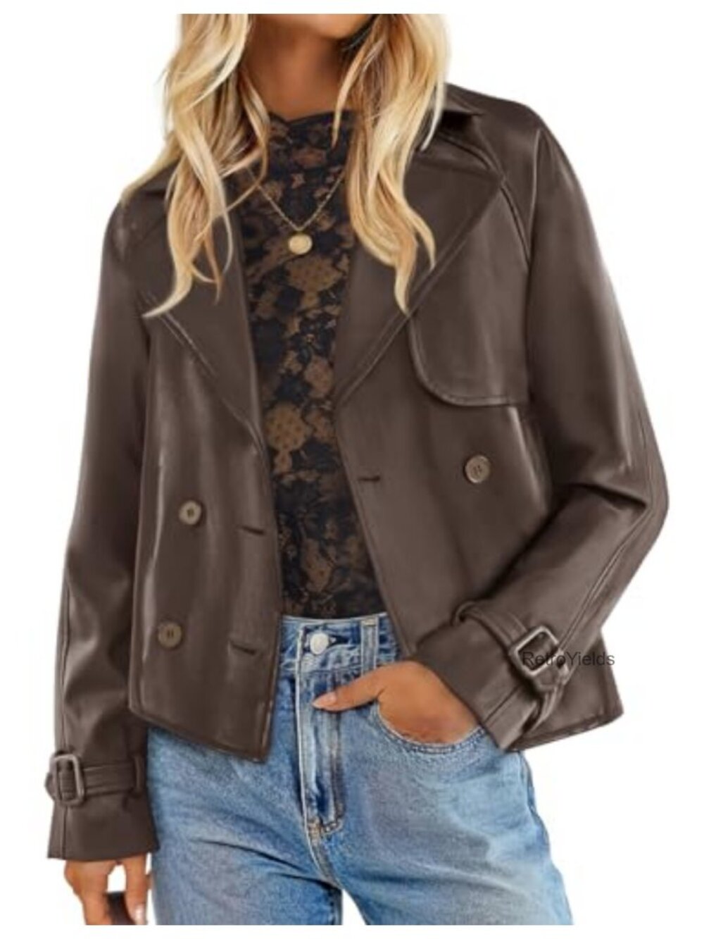Faux Leather Motorcycle Jacket Button Down Moto Biker Outwear